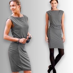 Athleta Wool & Modal Blend Gray Westwood Ruched Sleeveless Dress, Size Medium
